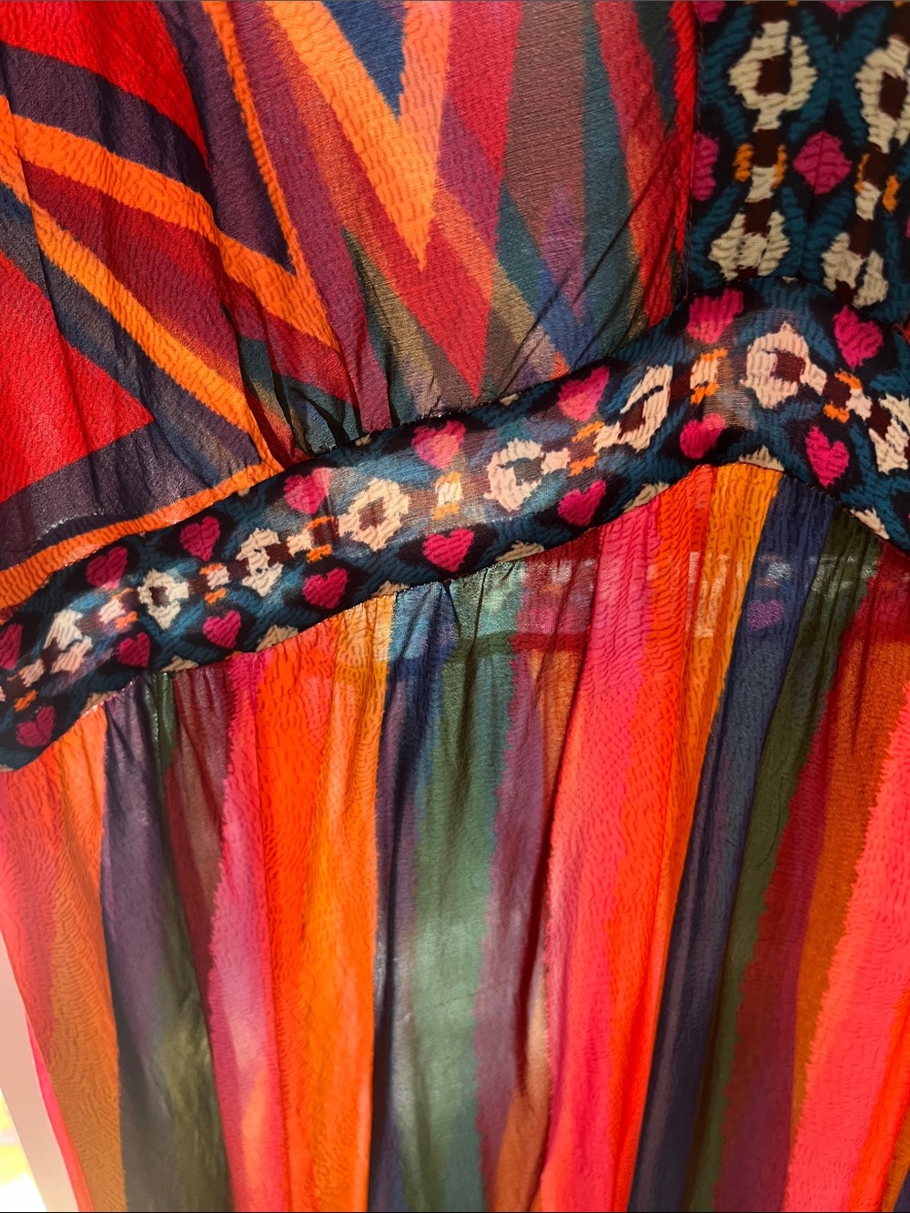 Farm Rio Bright Red & Multicolor Bohemian V-Neck Maxi Dress - Picture 5 of 15